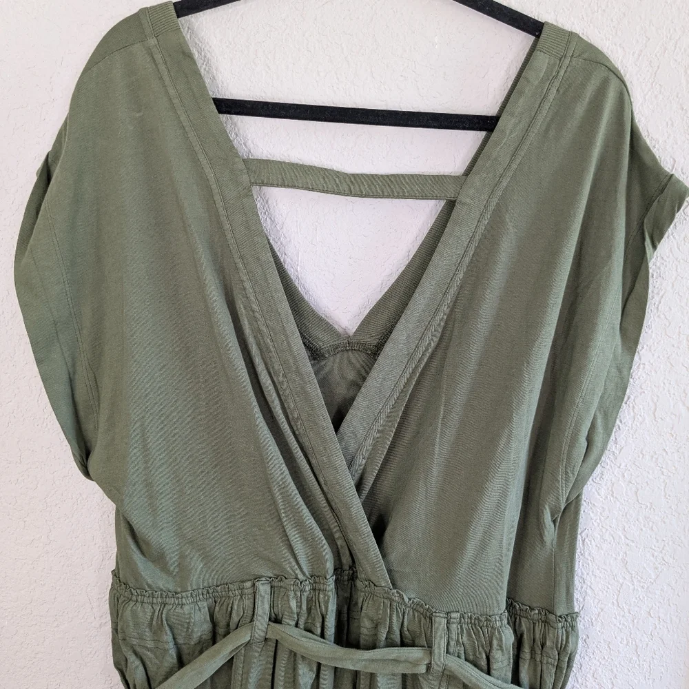Anthropologie Olive Green Midi Dress TIE MISSING - Picture 6 of 9